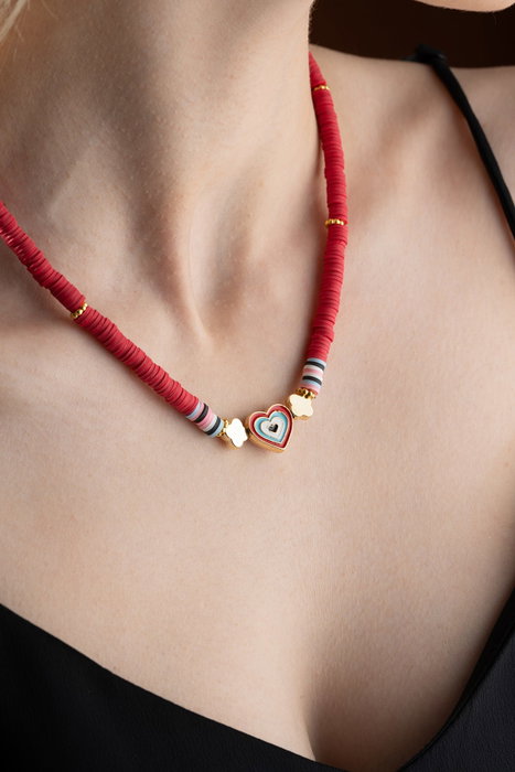 Heliophilia Silver Collar Multicolor KL-0873 con Colgante de Corazón